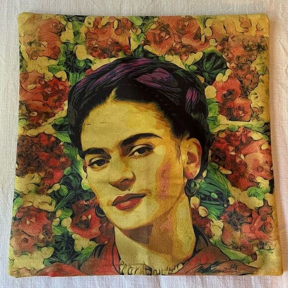 Waterproof Frida Kahlo Floral Throw Pillow Cover - Picture 4 of 5